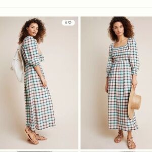 Anthropologie Maeve Cerie Smocked Midi Dress